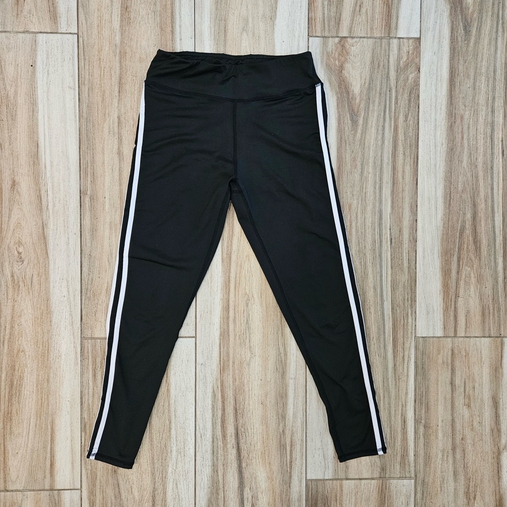 Kids Black Leggings with White Stripes